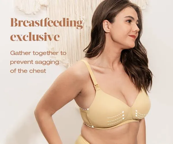 Lightly Padded Wireless Breastfeeding Maternity Bra Nude